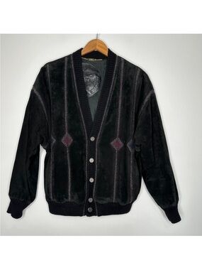 Torras Suede‎ Leather Jacket Black Button up Wool Size 38 Spain
